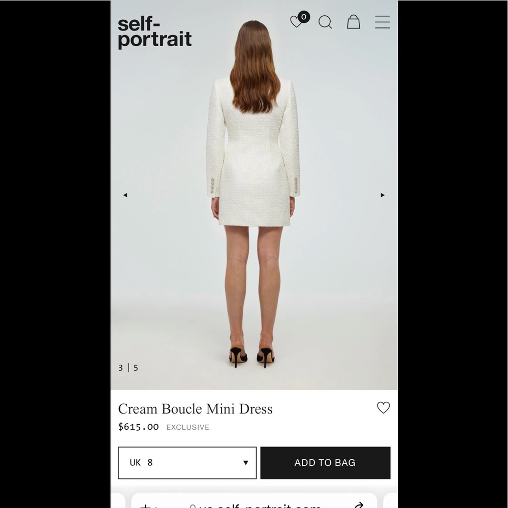 2022 spring Self-Portrait Cream Boucle Mini Dress - Picture 3 of 14